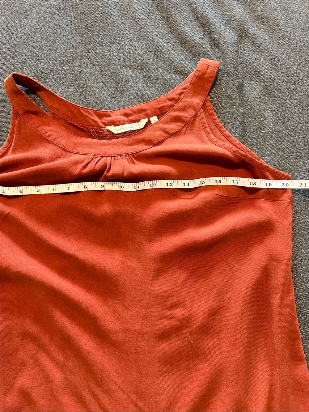 Soft Surroundings Rust Sleeveless Tunic Tank Top Smocked Back Women’s Medium - Picture 5 of 6